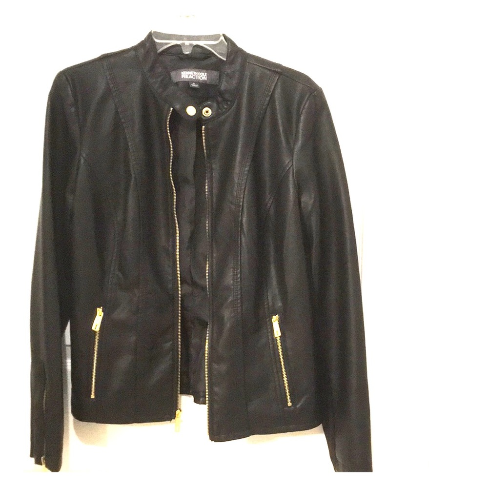 NWT Kenneth Cole Reaction Faux Leather Moto Jacket